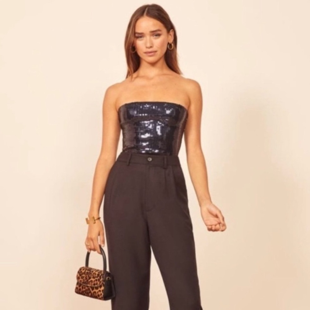 Reformation blue sequin top